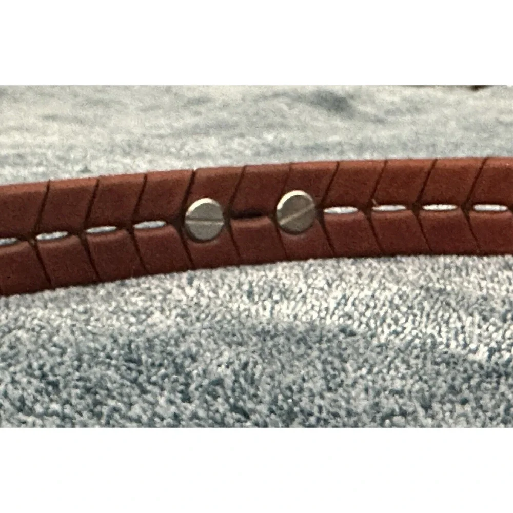 Brighton Belt Braided Brown Leather 5‎ Medallions Plus Buckle Western S VTG